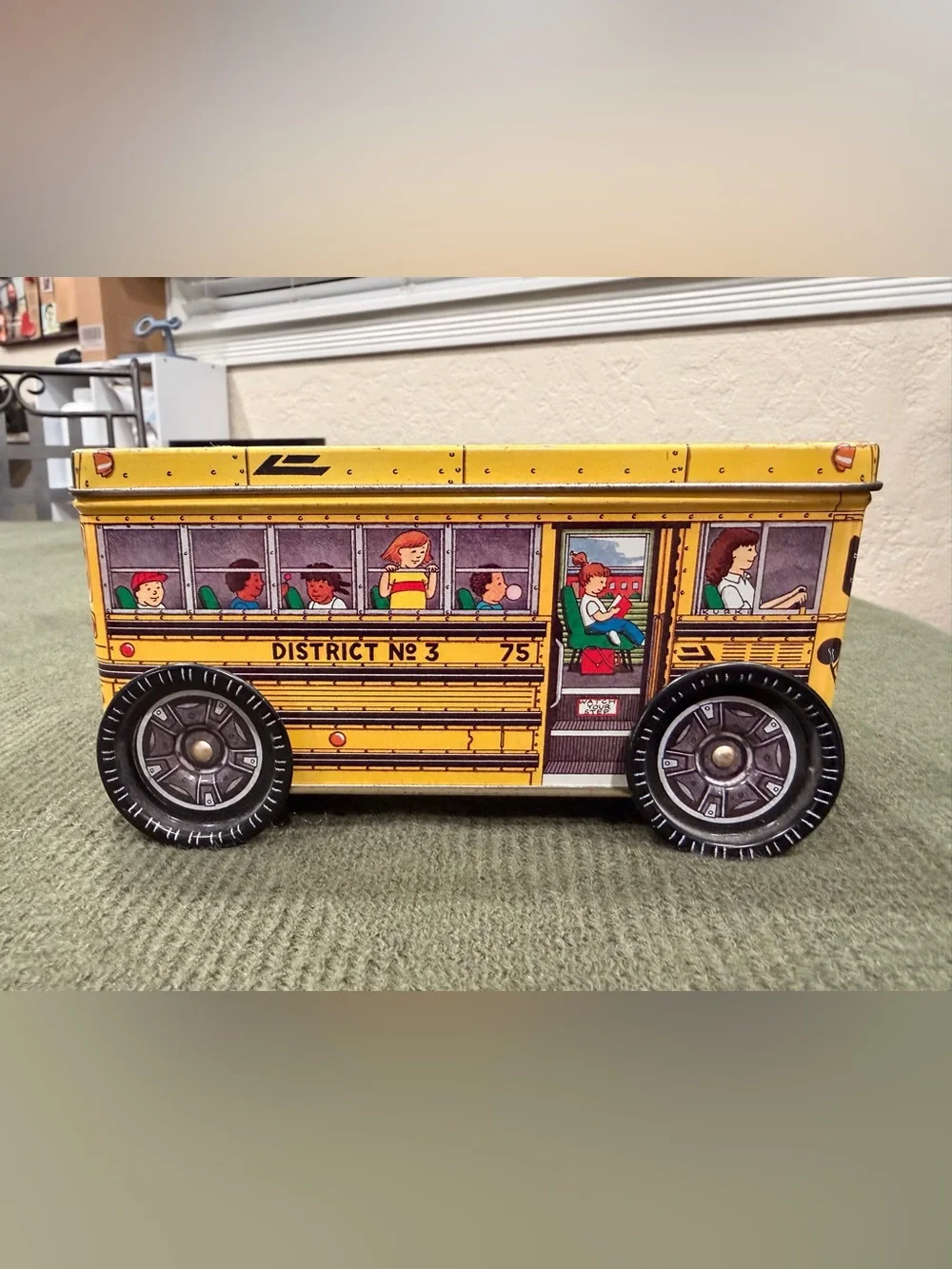 Vintage Keller Charles School Bus Tin - District No. 3 / Bus #75 - Retro Decor
